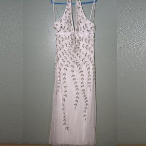 White Formal Halter A-Line Maxi Dress